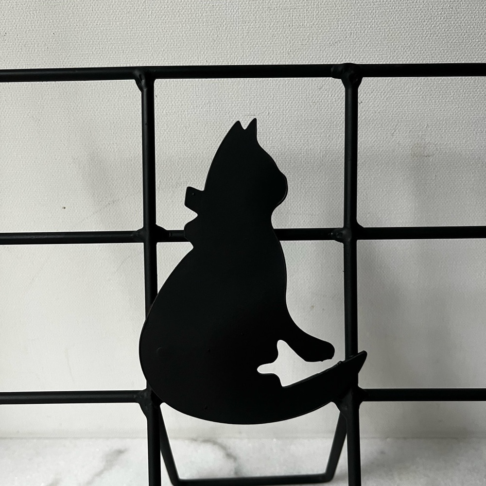 Black metal Cook Book Stand painting holder display with black cat… - Picture 4 of 13